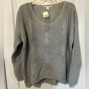 Canyon River Blues slouchy cable knit gray sweater size S